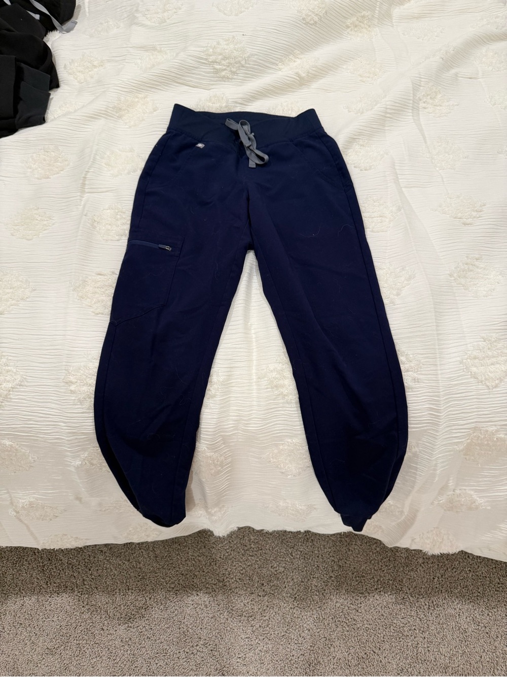 Figs Navy Drawstring Jogger Pants with Zip Pocket